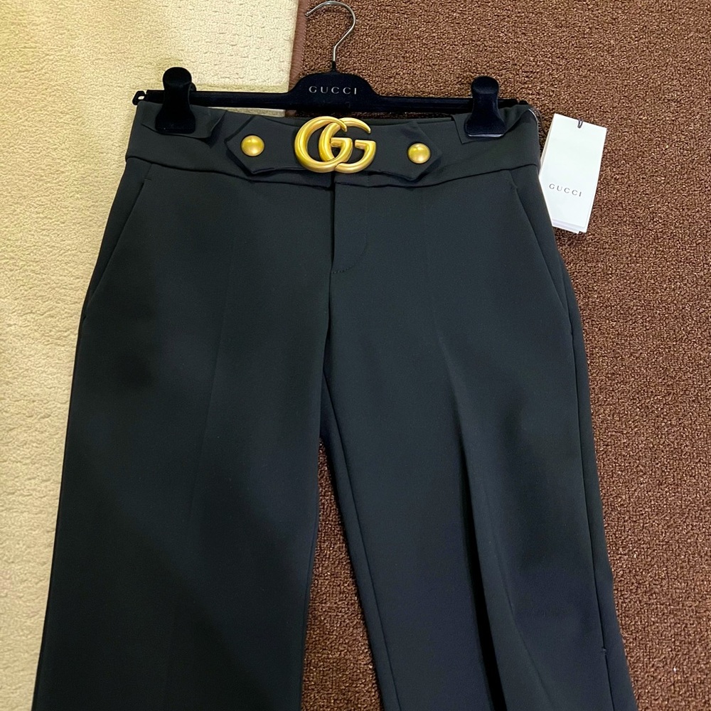 Gucci Marmont Stretch Jersey Black Crop Pants